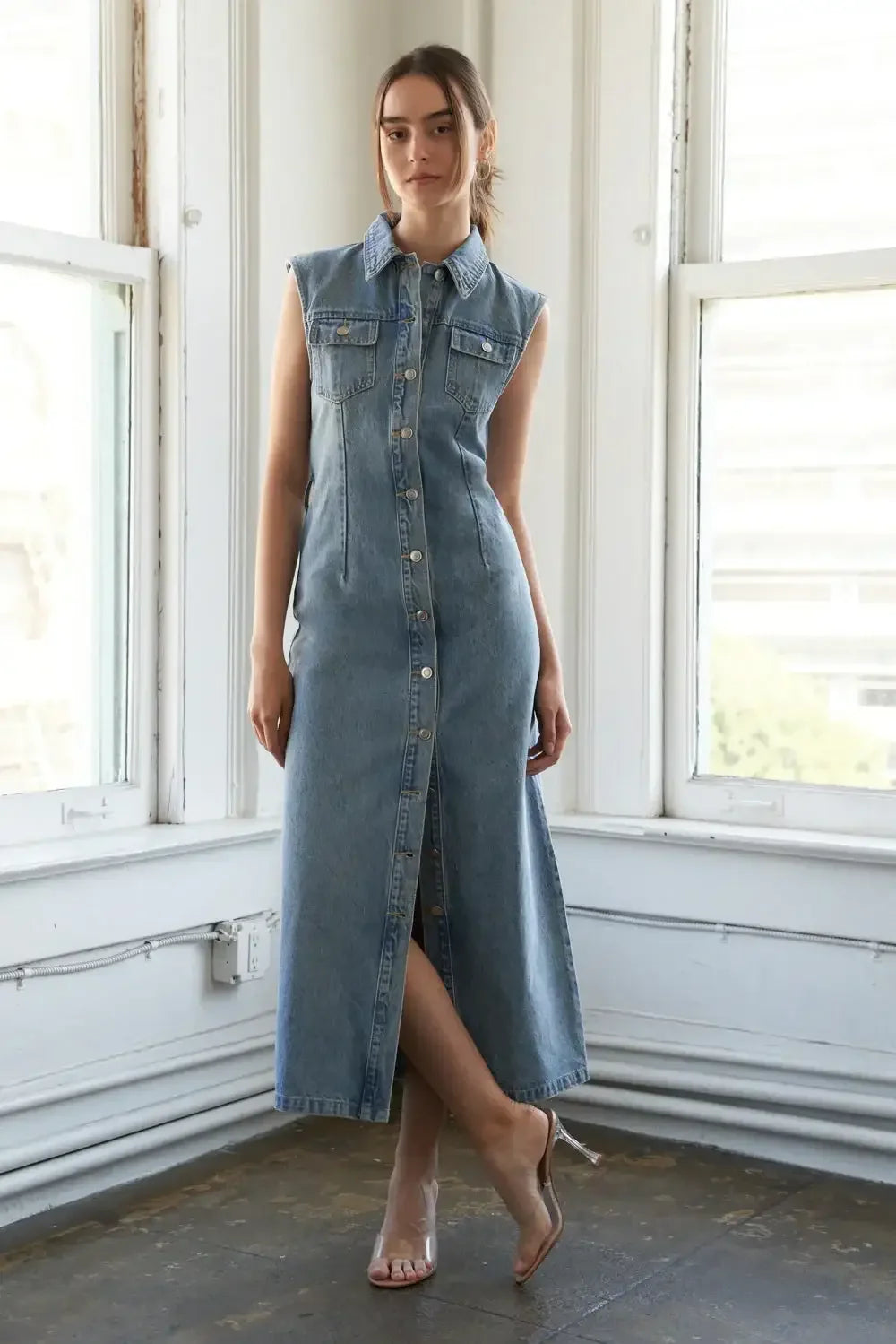 JUST FOLLOW ME - DENIM MIDI DRESS