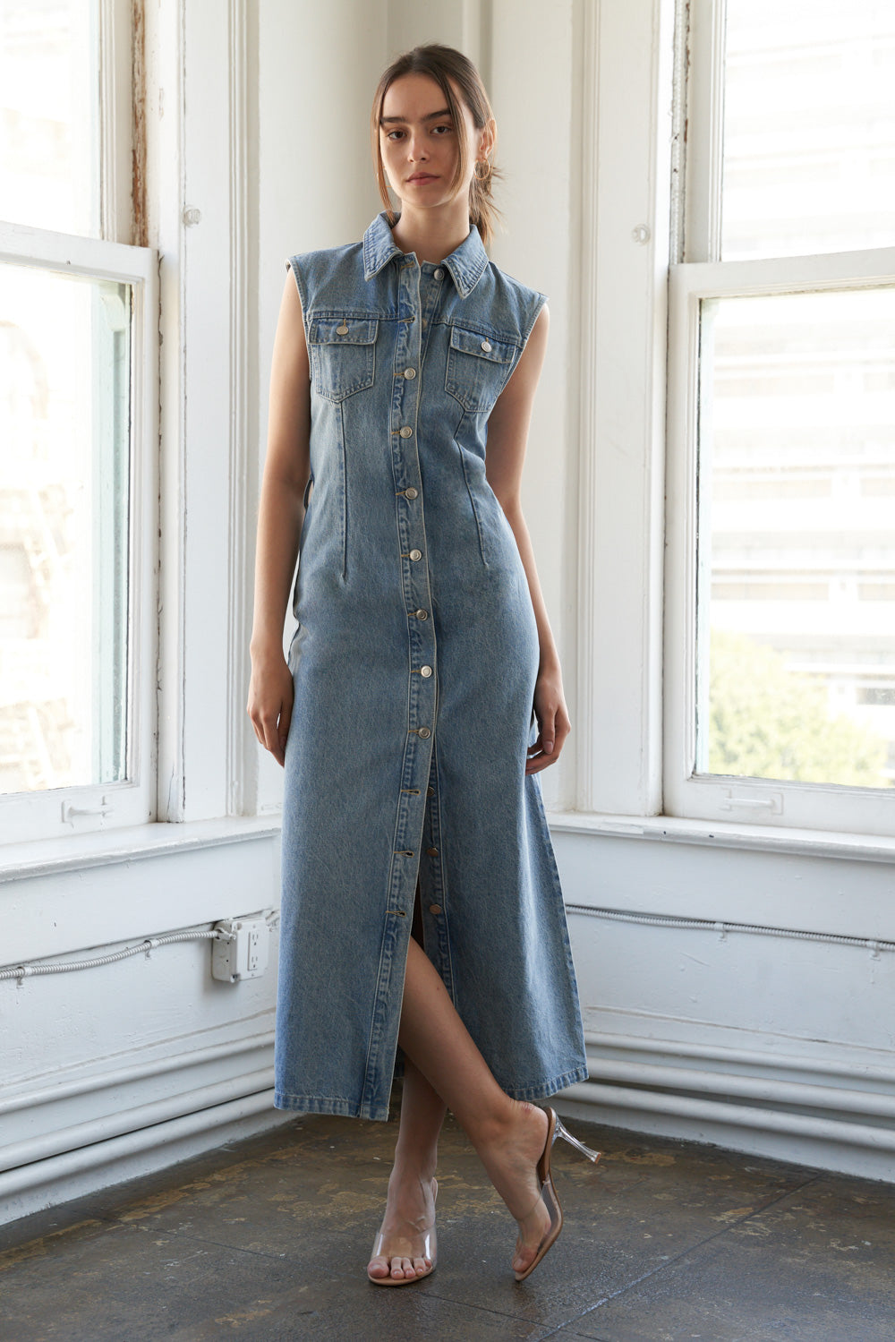 JUST FOLLOW ME - DENIM MIDI DRESS