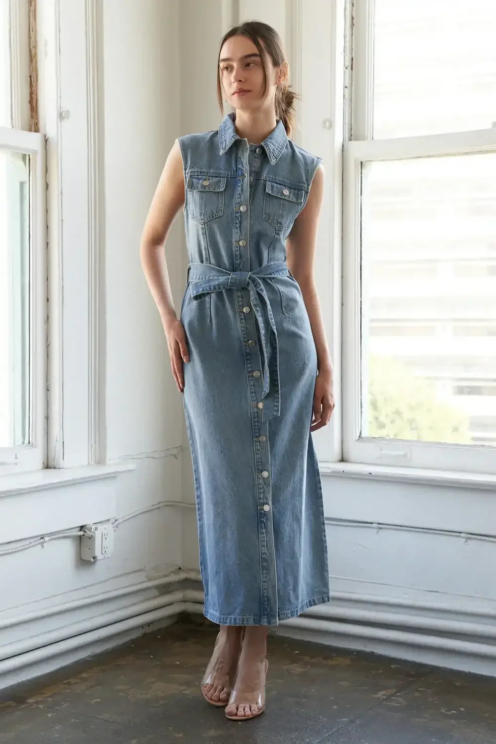 JUST FOLLOW ME - DENIM MIDI DRESS
