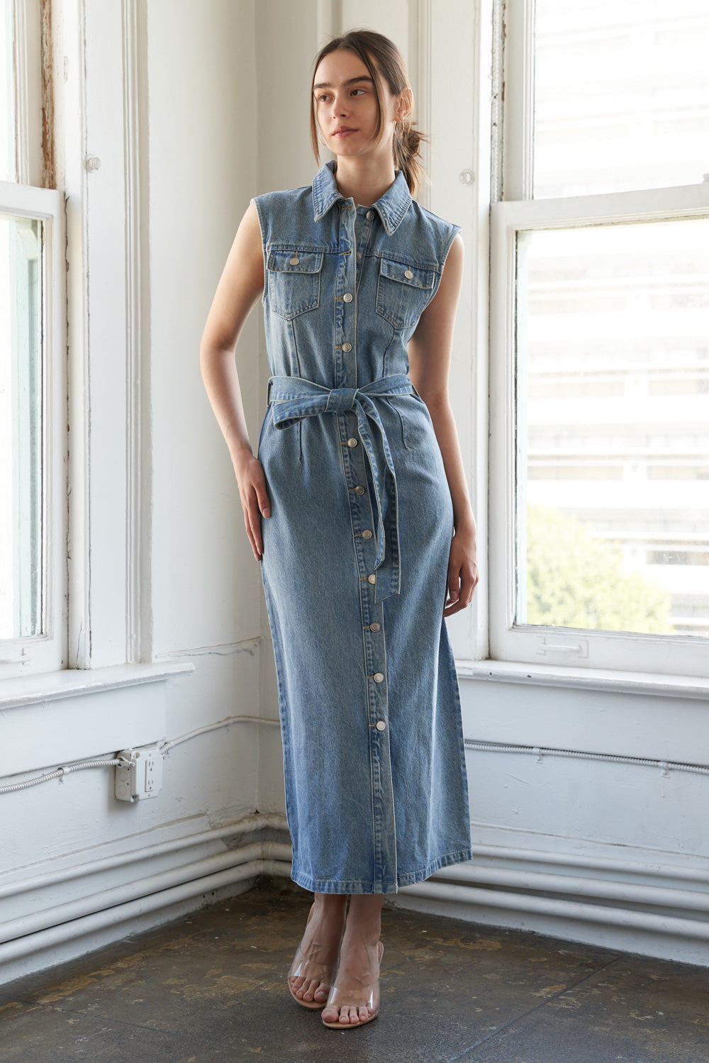 JUST FOLLOW ME - DENIM MIDI DRESS