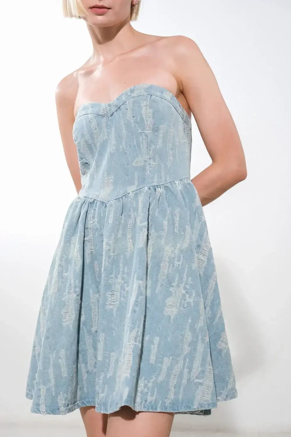 ROADTRIP REBEL - DISTRESSED DENIM MINI DRESS