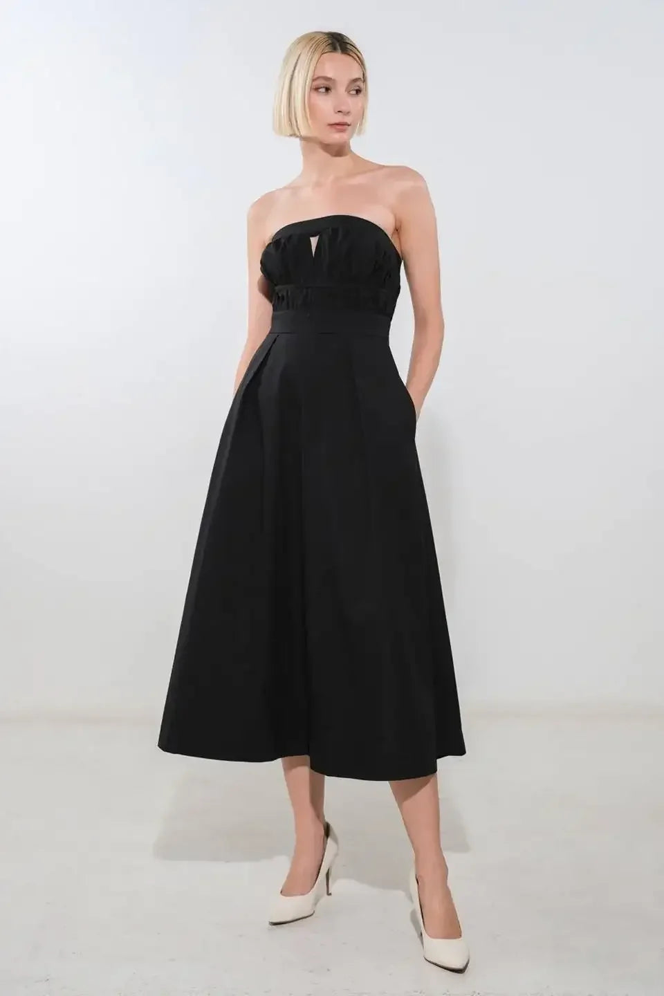 MYSTIC MIDI DRESS - STRAPLESS COTTON DRESS