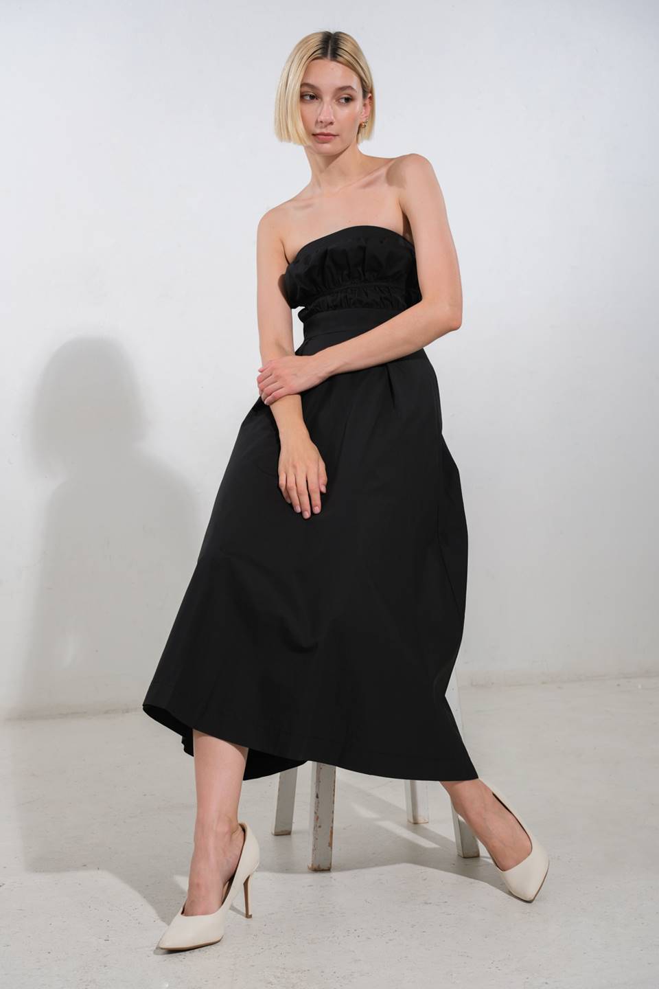 MYSTIC MIDI DRESS - STRAPLESS COTTON DRESS