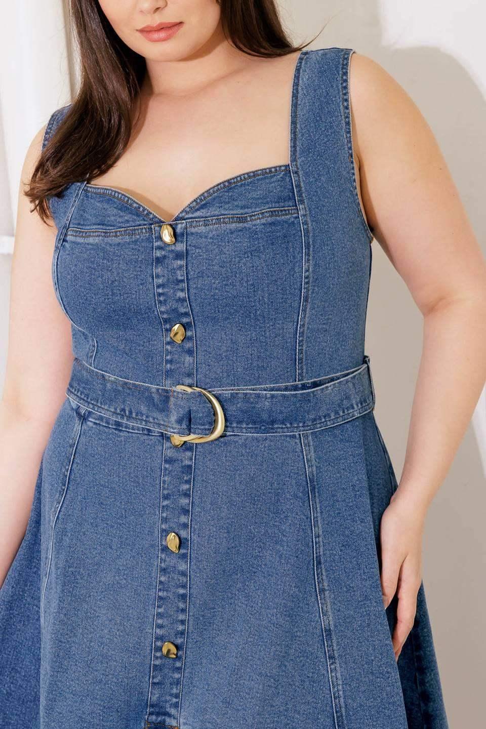 PRETTIEST BEHAVIOR DENIM MIDI DRESS