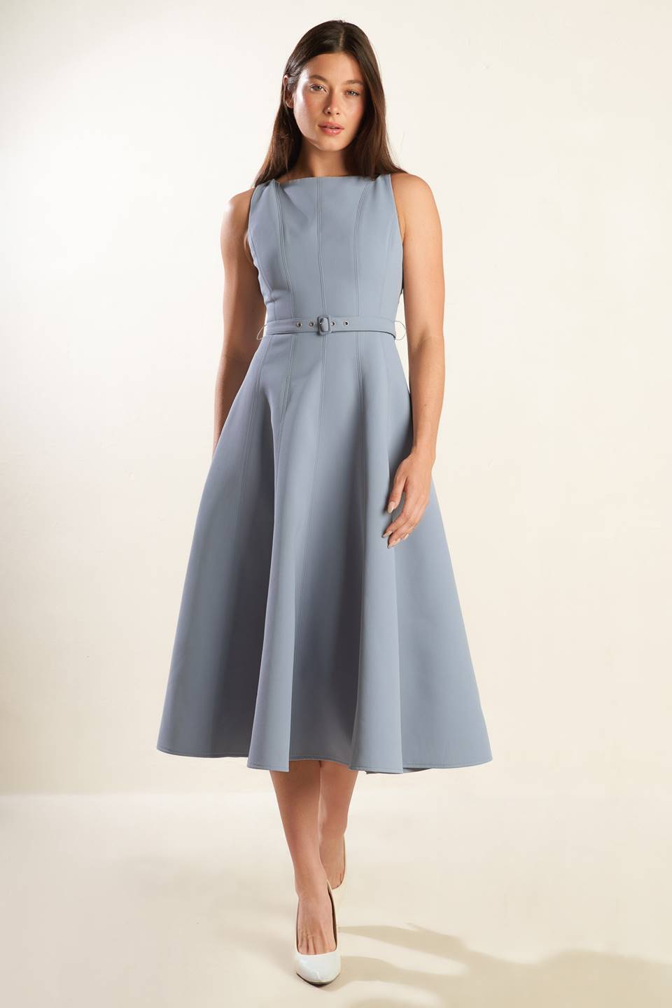 SUNDAY STROLL BOAT NECK MIDI DRESS
