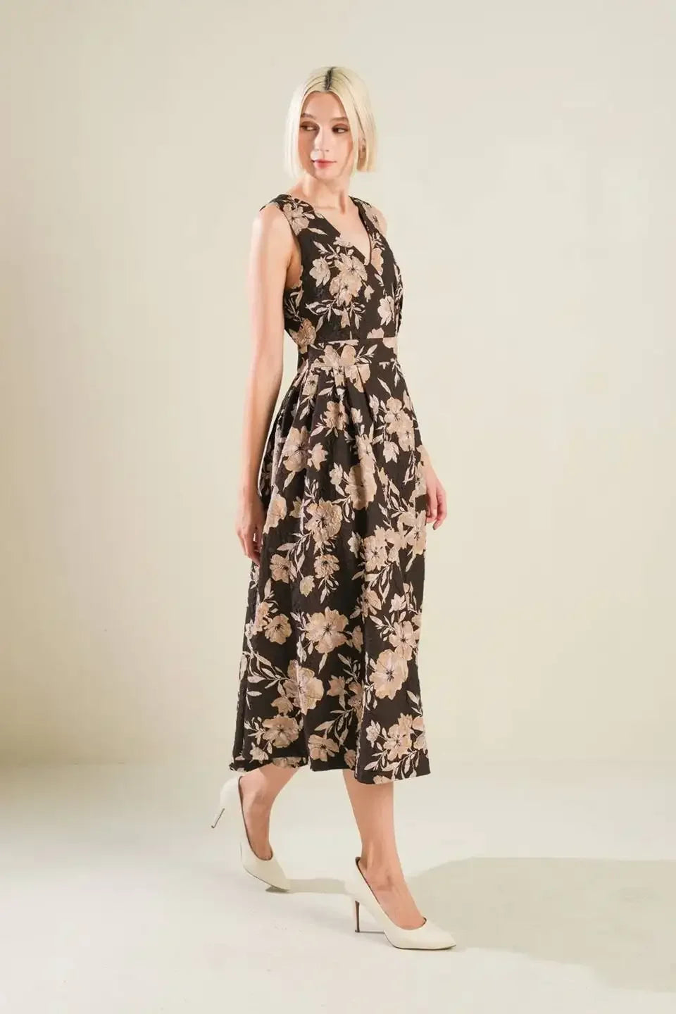 VENTURA VISION DARK BROWN MIDI DRESS
