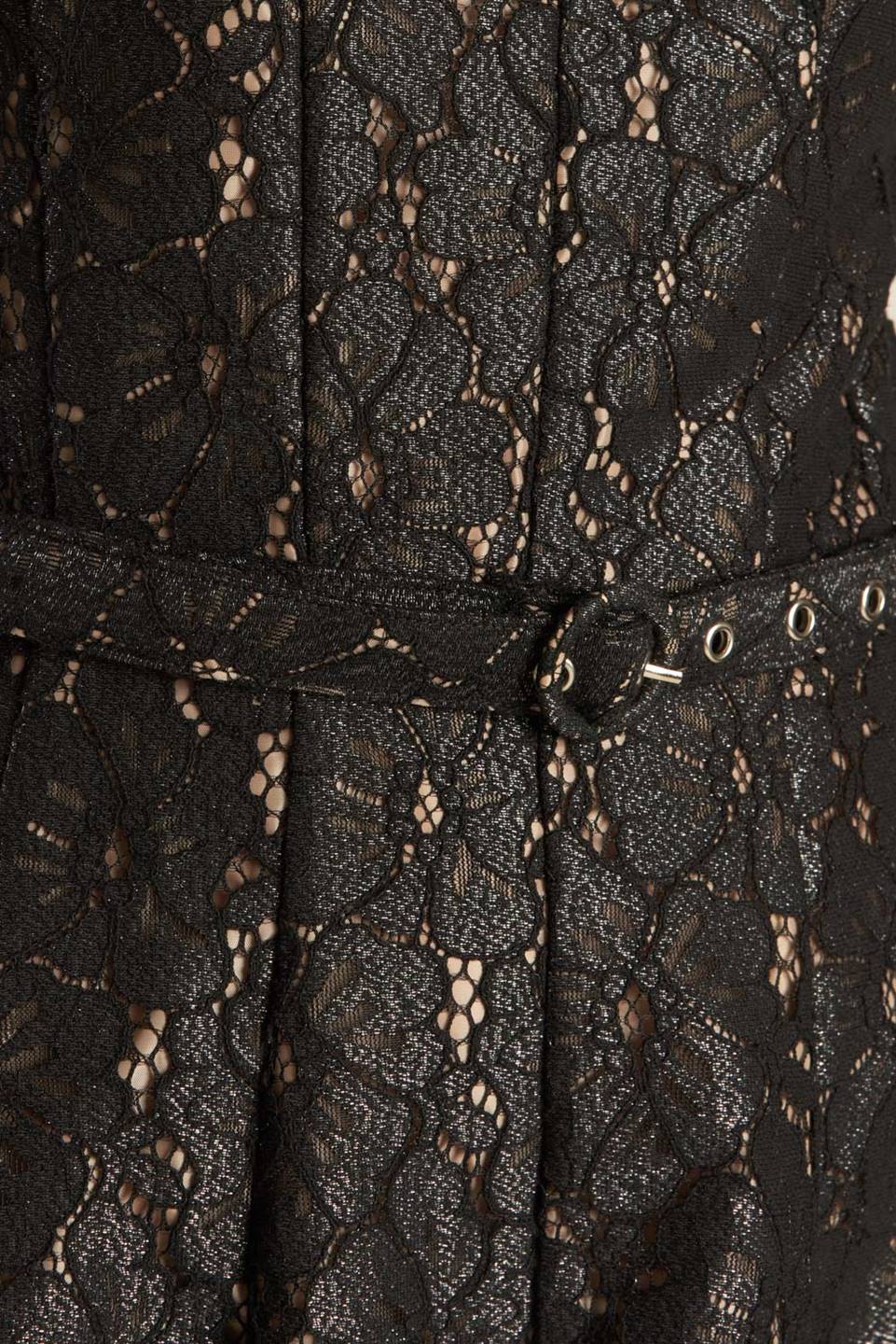 THE TRUTH IS STRAPLESS BLACK LACE MIDI DRESS