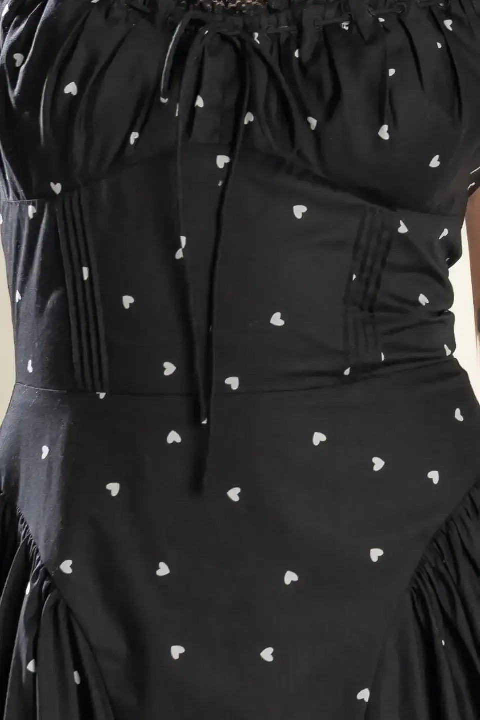 HEART PRINT HALTER DRESS - BLACK