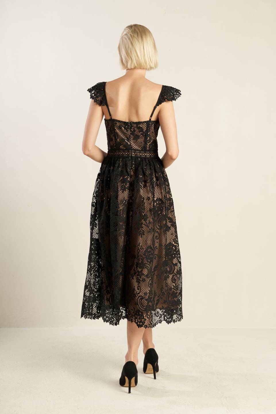 KNOW YOU BETTER LACE BLACK MIDI DRESS
