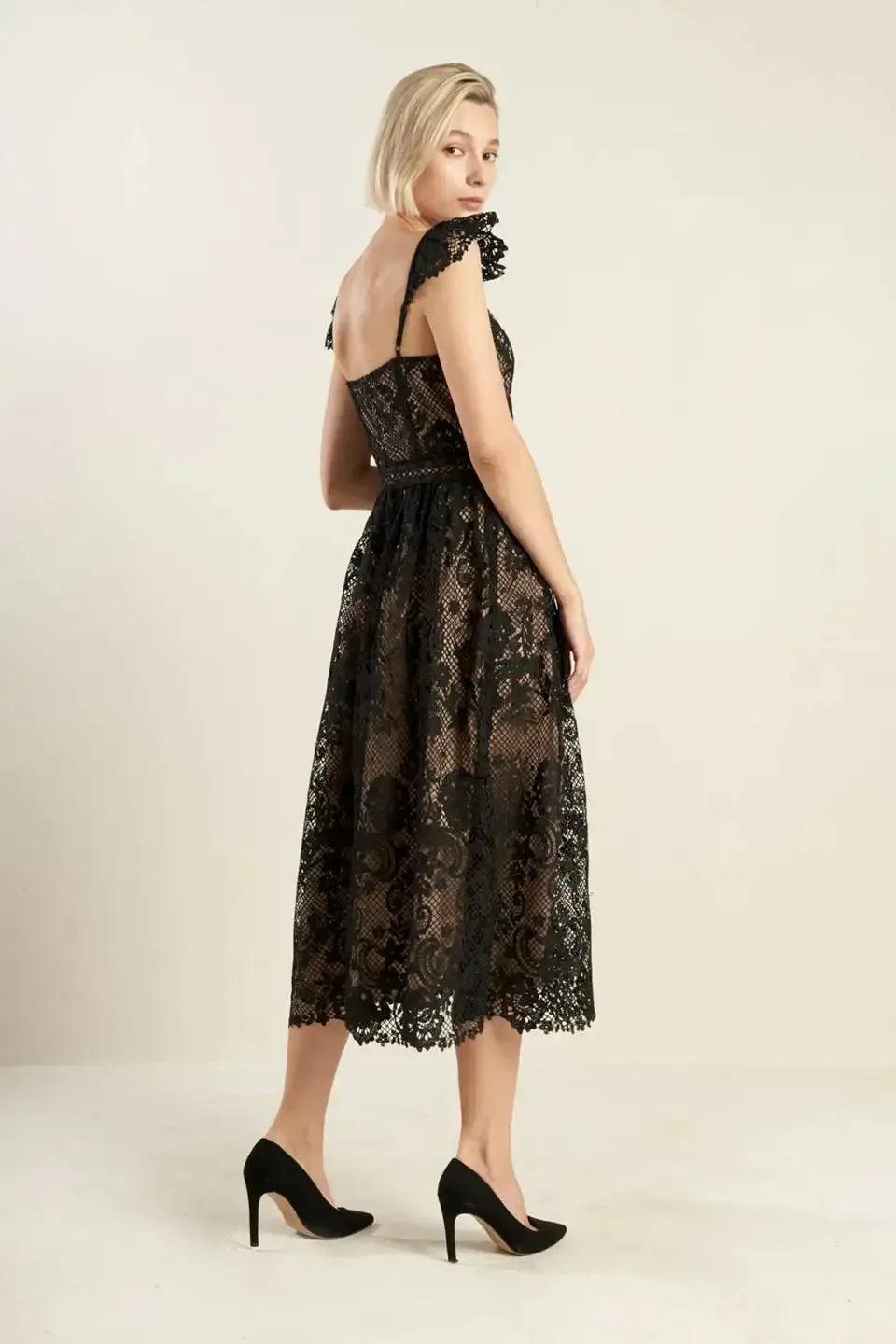 KNOW YOU BETTER LACE BLACK MIDI DRESS