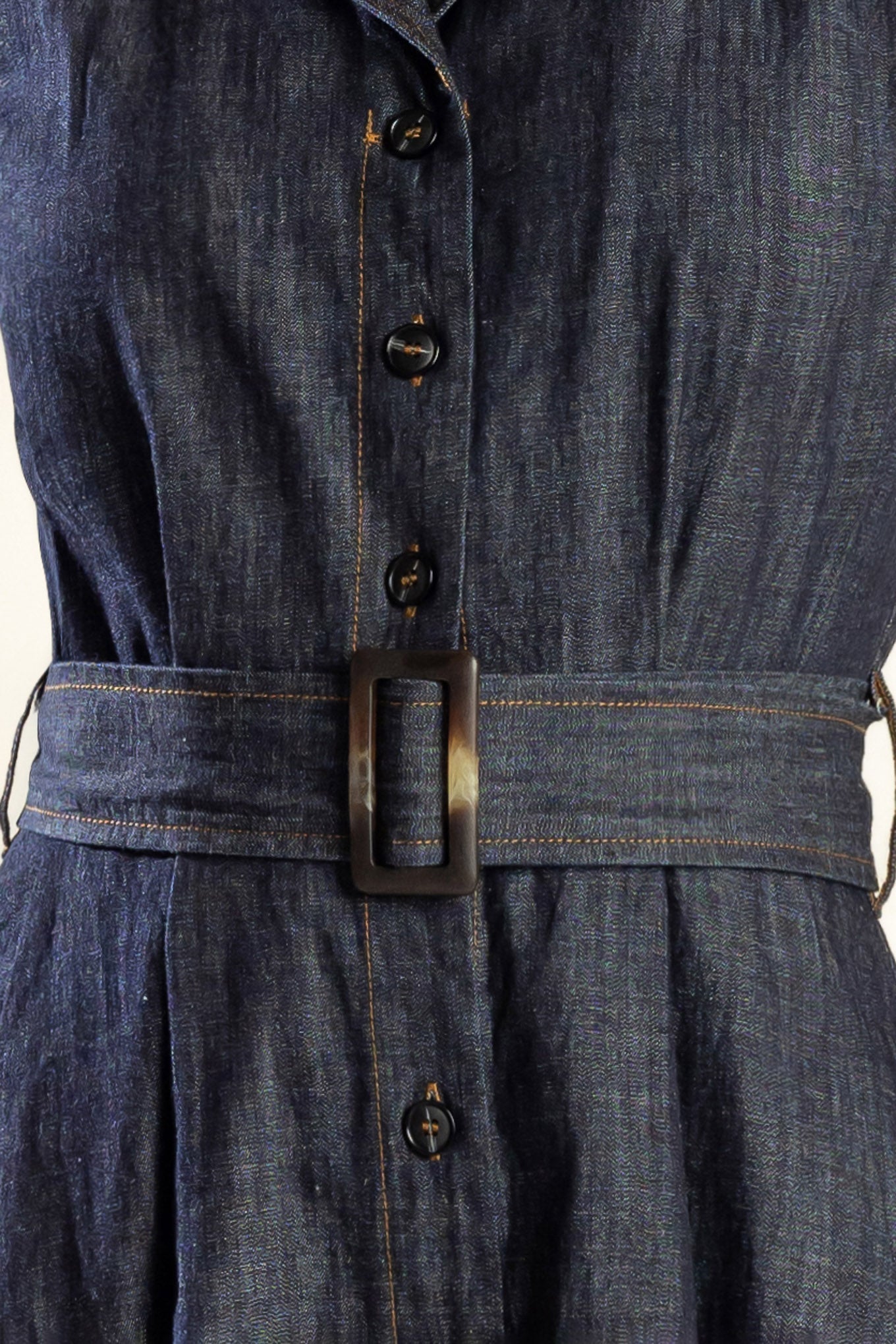 OASIS OF CALM - INDIGO - A-LINE DENIM MIDI DRESS