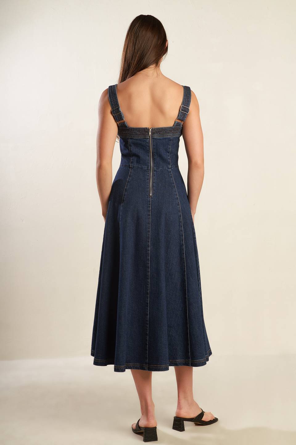 DOMINIQUE DARK DENIM MIDI DRESS
