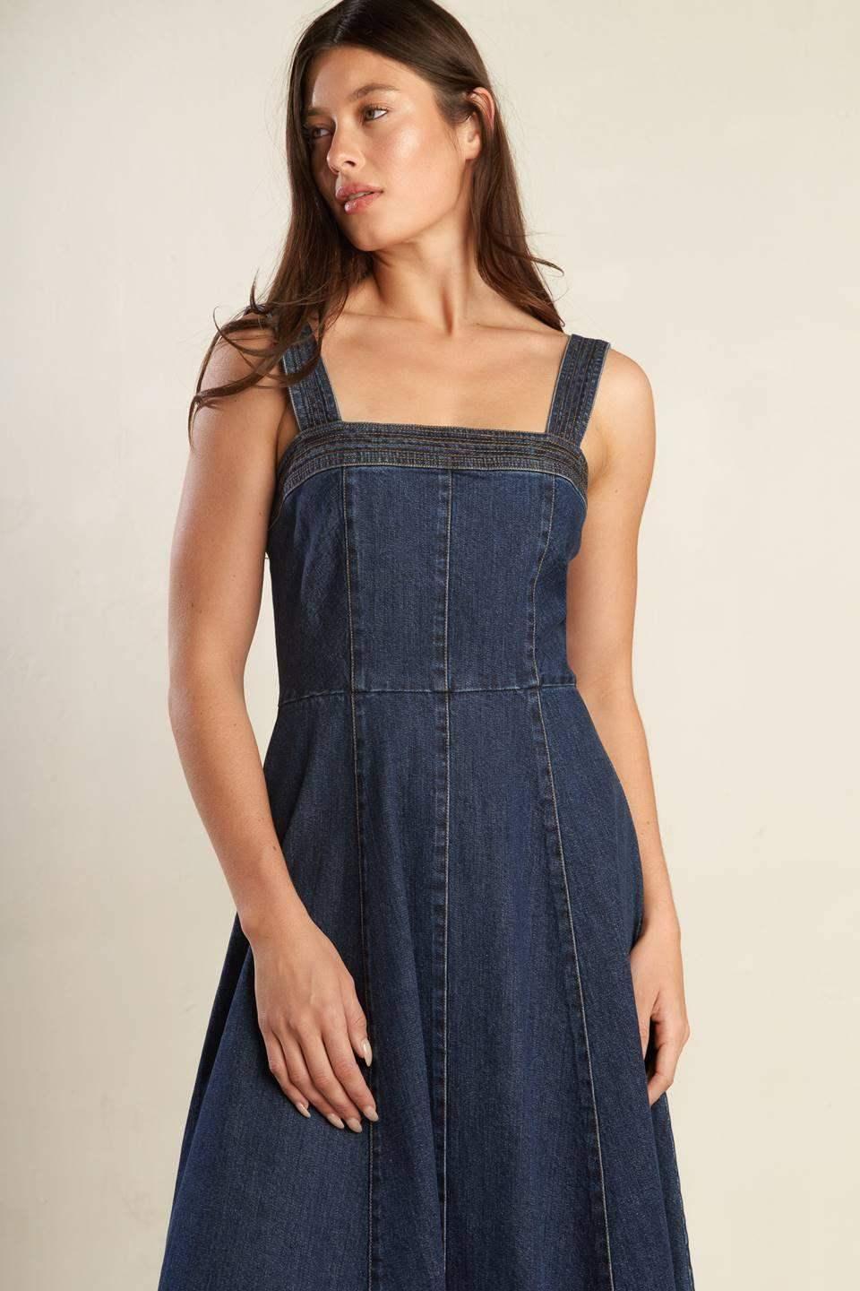 DOMINIQUE DARK DENIM MIDI DRESS