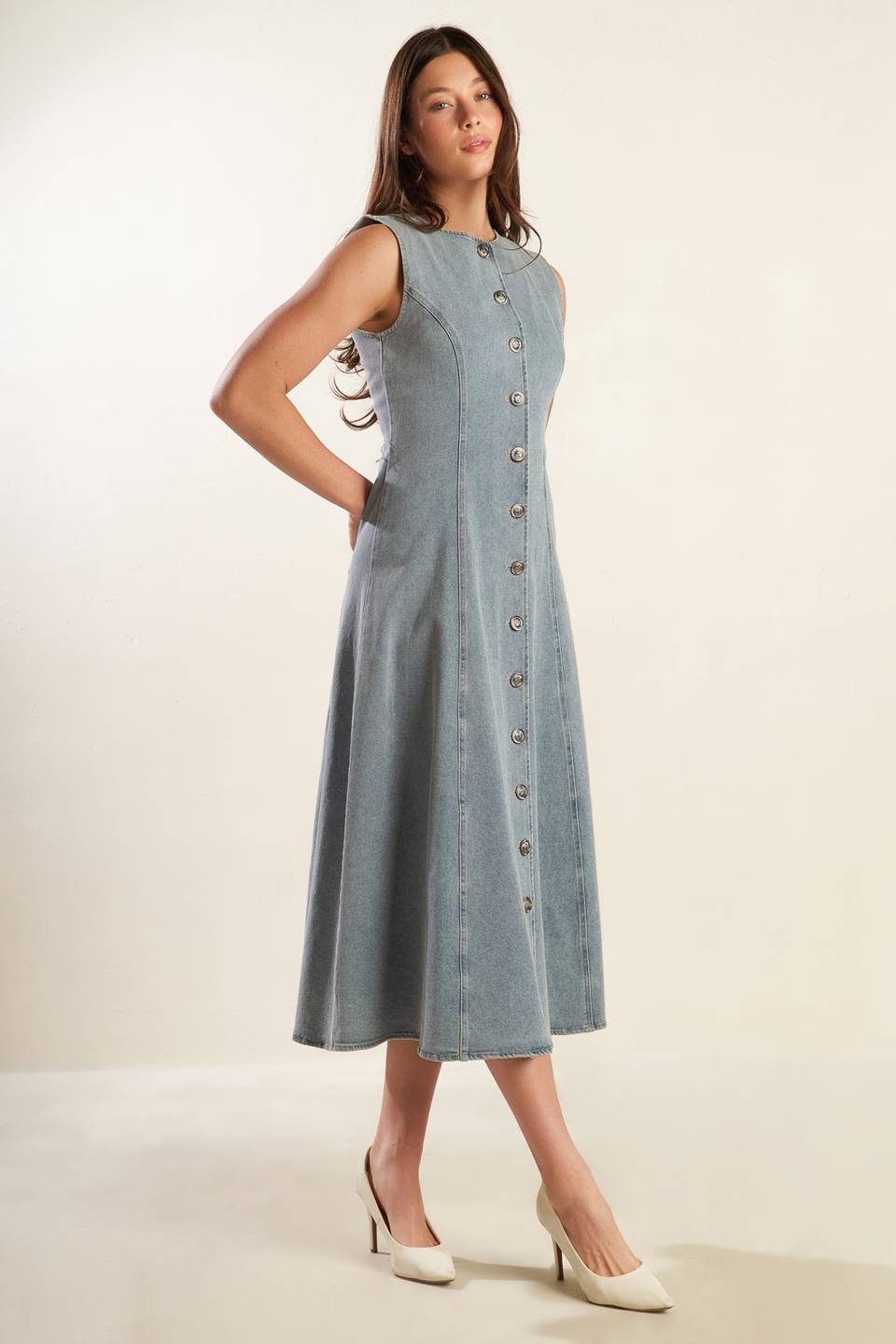 NAUTICAL & NICE - LIGHT DENIM - MIDI DRESS