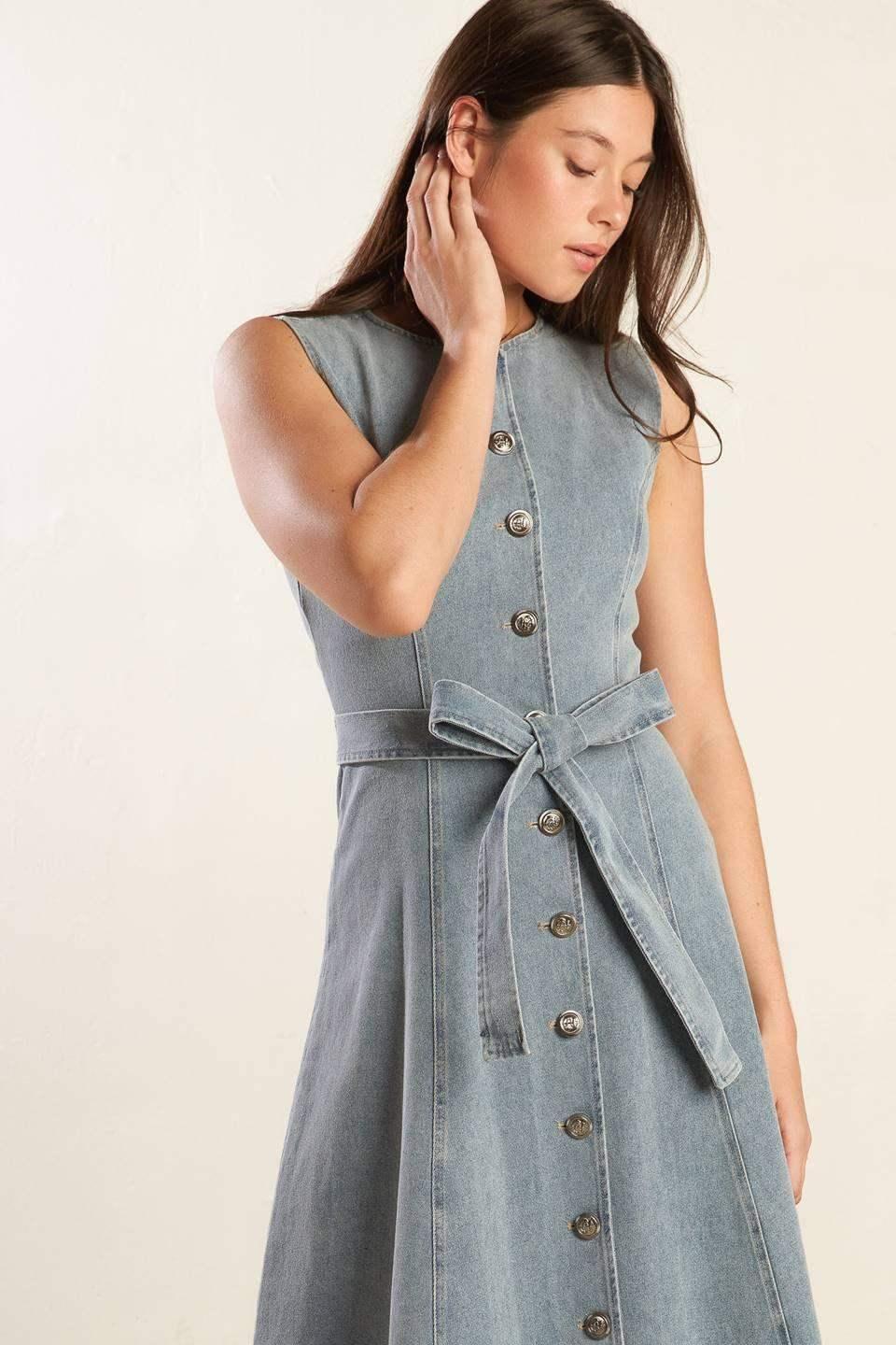 NAUTICAL & NICE - LIGHT DENIM - MIDI DRESS