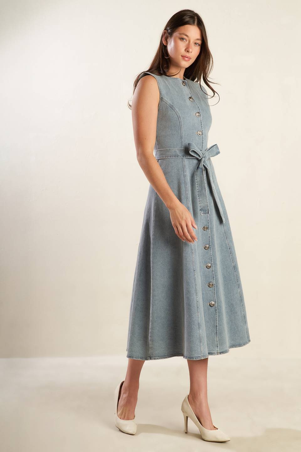 NAUTICAL & NICE - LIGHT DENIM - MIDI DRESS