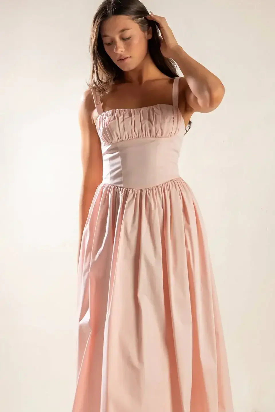 EASILY LOVED - RUCHED MIDI DRESS