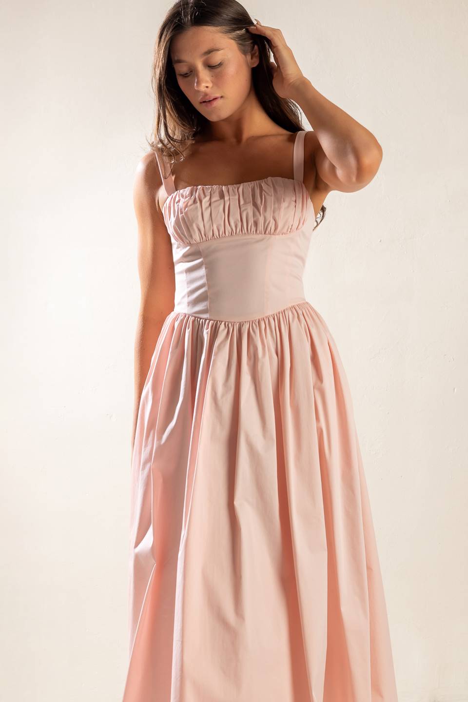 EASILY LOVED - RUCHED MIDI DRESS