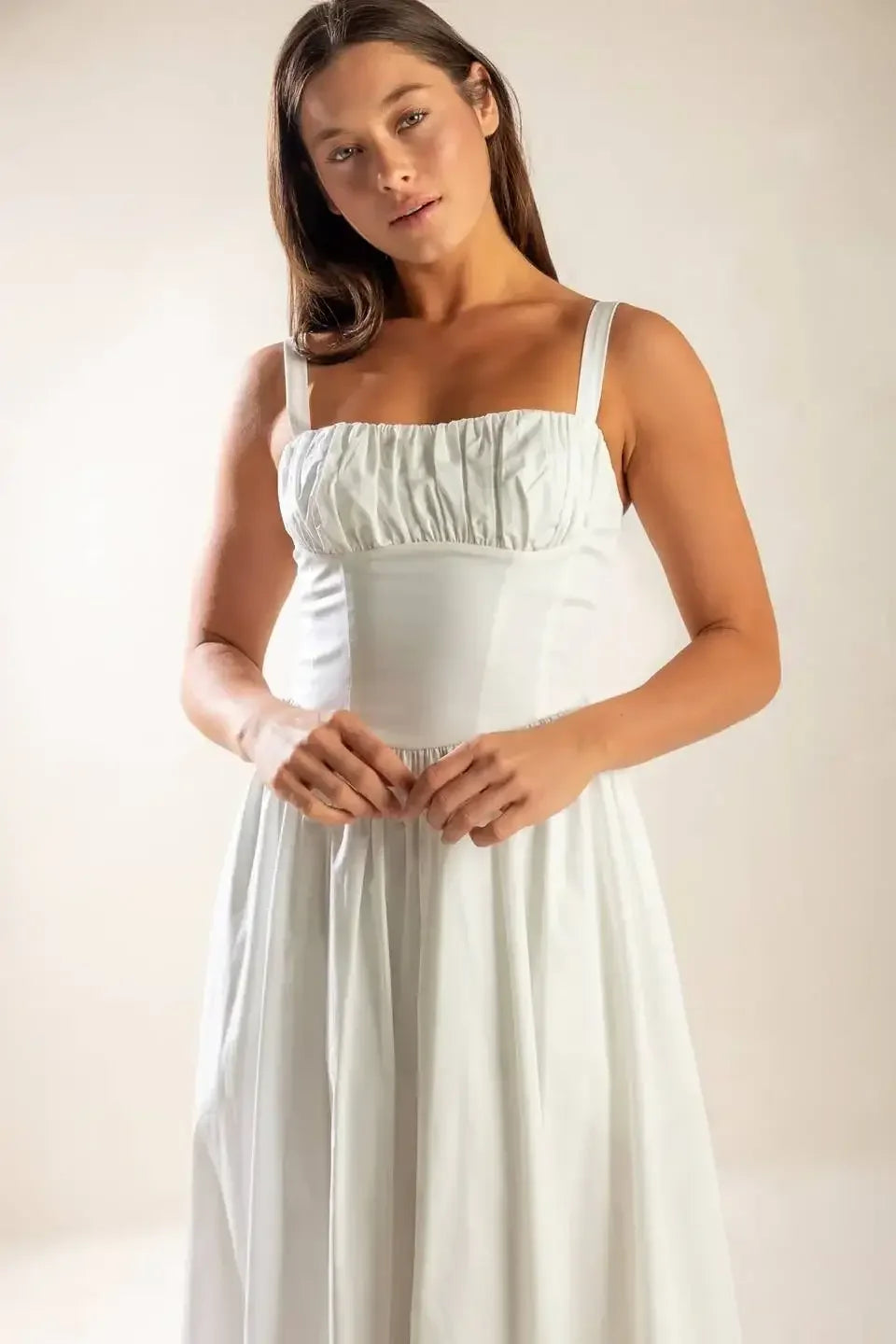 EASILY LOVED - RUCHED MIDI DRESS