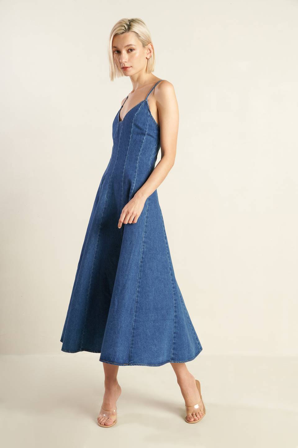 ROSEWOOD ROMANCE DENIM MIDI DRESS - FINAL SALE