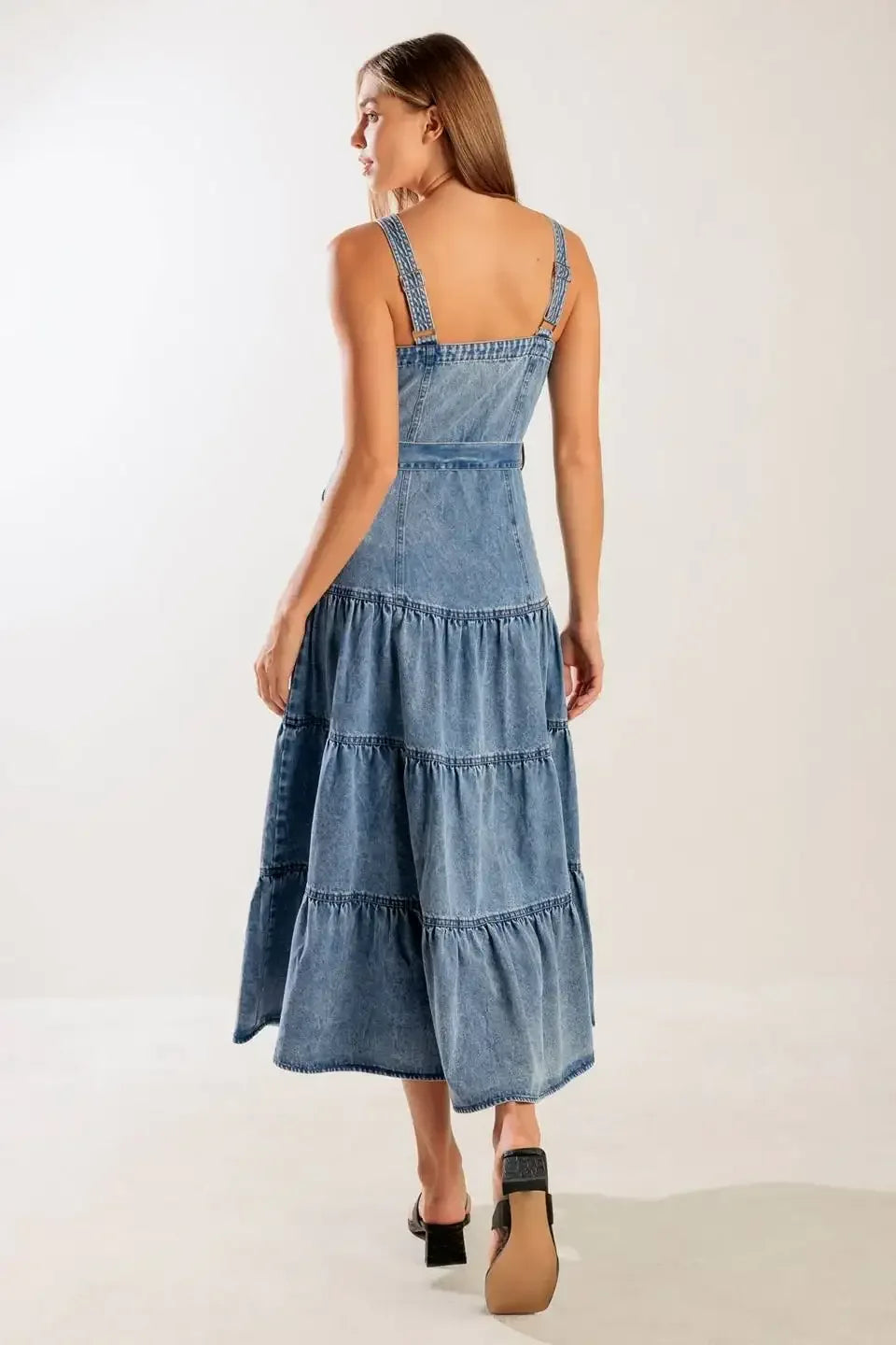 SUNSHINE STATE OF MIND INDIGO ZIP FRONT DENIM DRESS