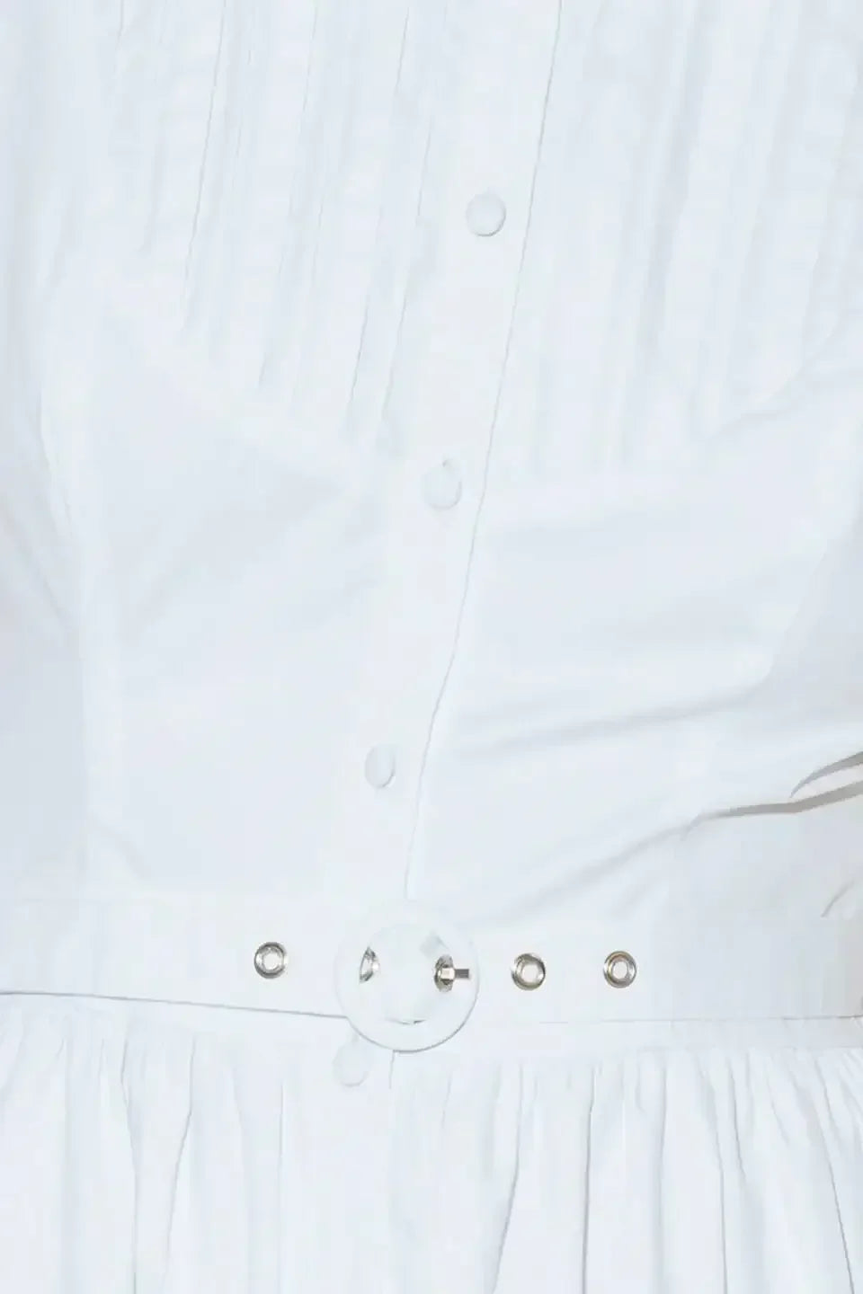 NORTH EAST MIDI - White Cotton Pintuck Midi Shirt Dress