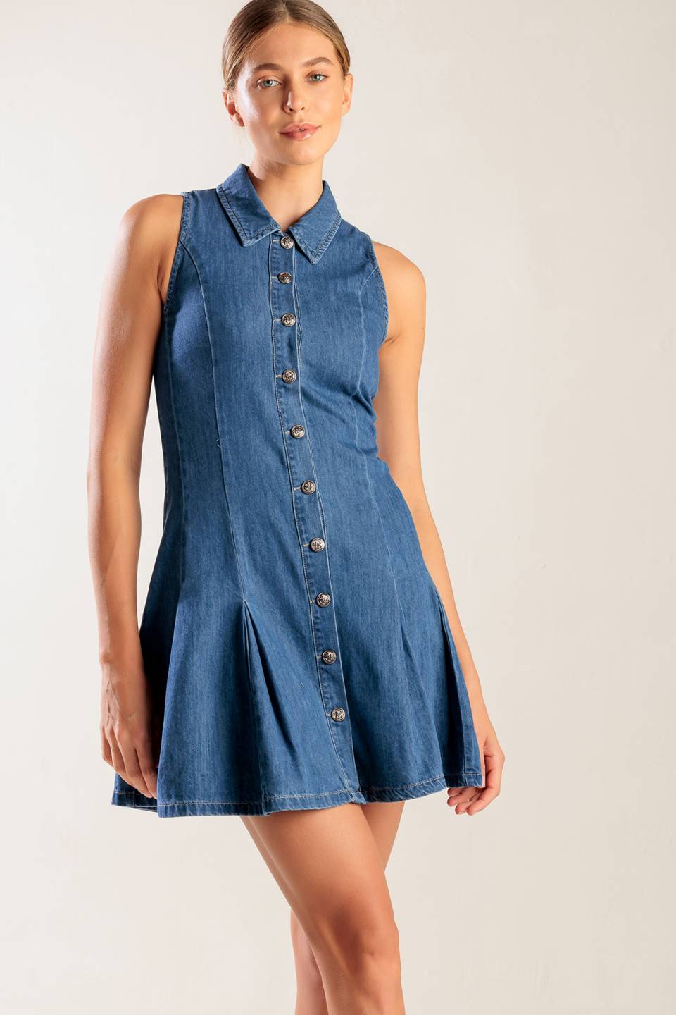 WHERE I WANT TO BE DENIM MINI DRESS