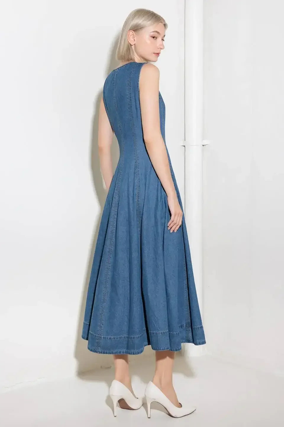 Perry Washed Denim Midi Dress