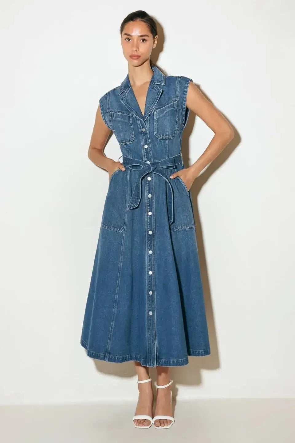 Ellery Washed Denim Midi Shirt Dress