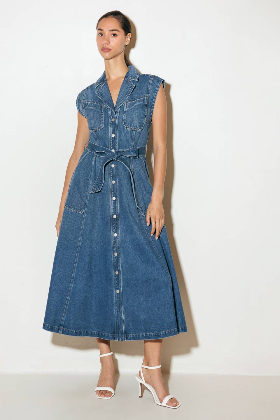 Ellery Washed Denim Midi Shirt Dress