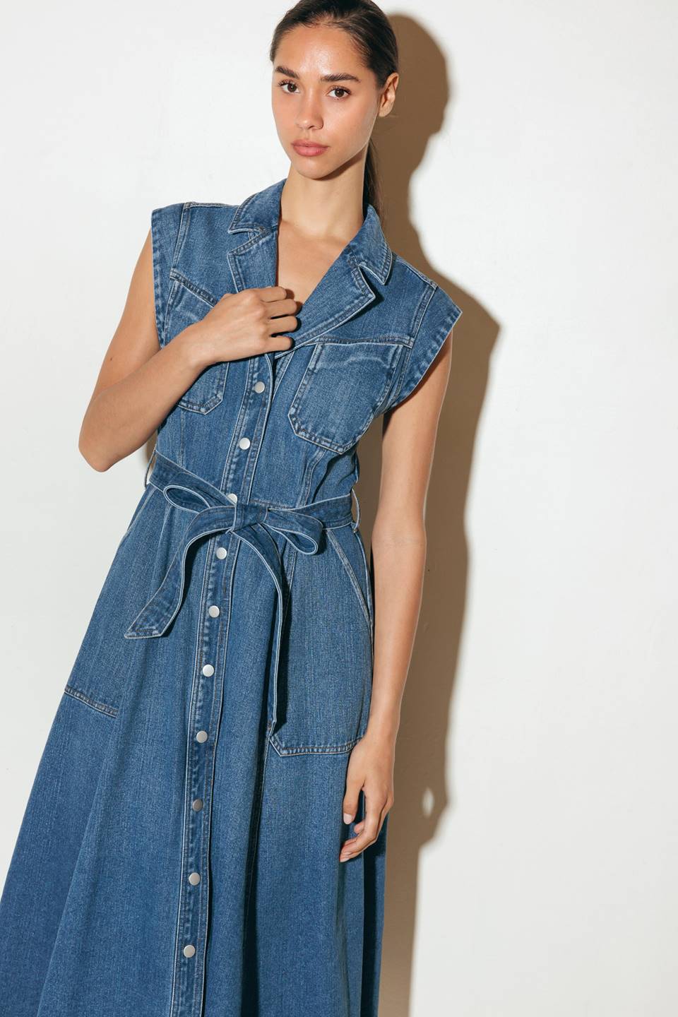 Ellery Washed Denim Midi Shirt Dress