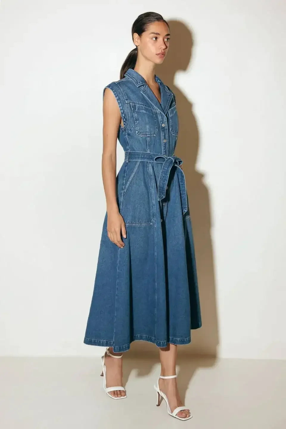 Ellery Washed Denim Midi Shirt Dress