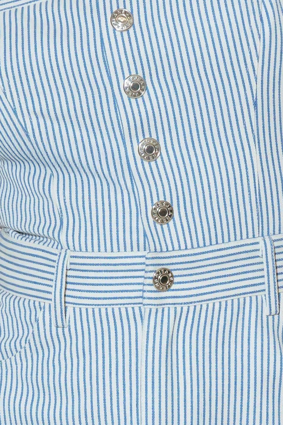 CAREFREE DAYS - BLUE PINSTRIPE MIDI DRESS