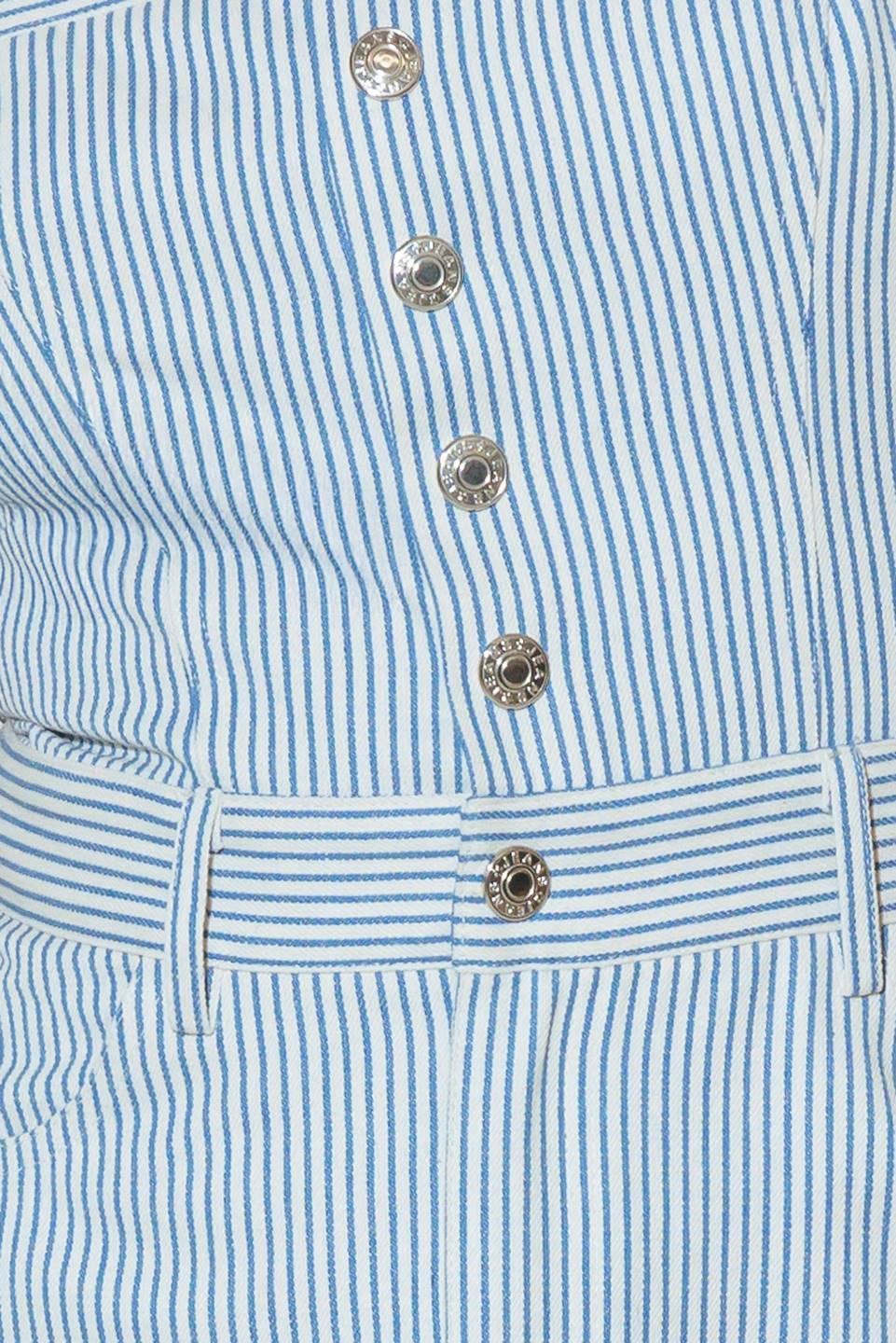 CAREFREE DAYS - BLUE PINSTRIPE MIDI DRESS