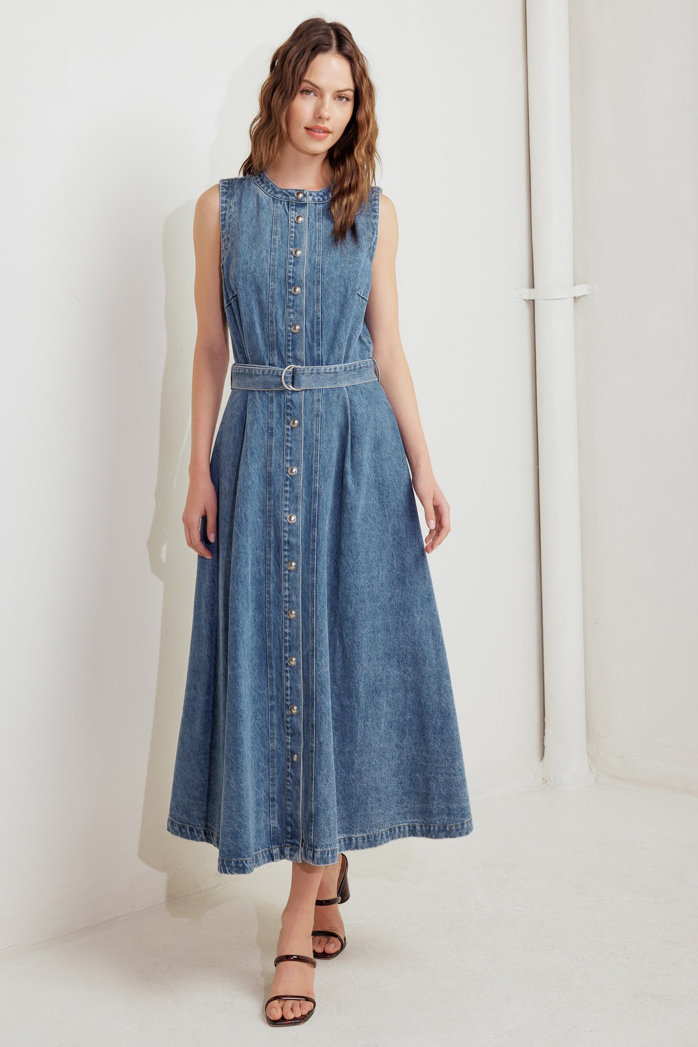 MIDNIGHT RODEO DENIM MIDI DRESS