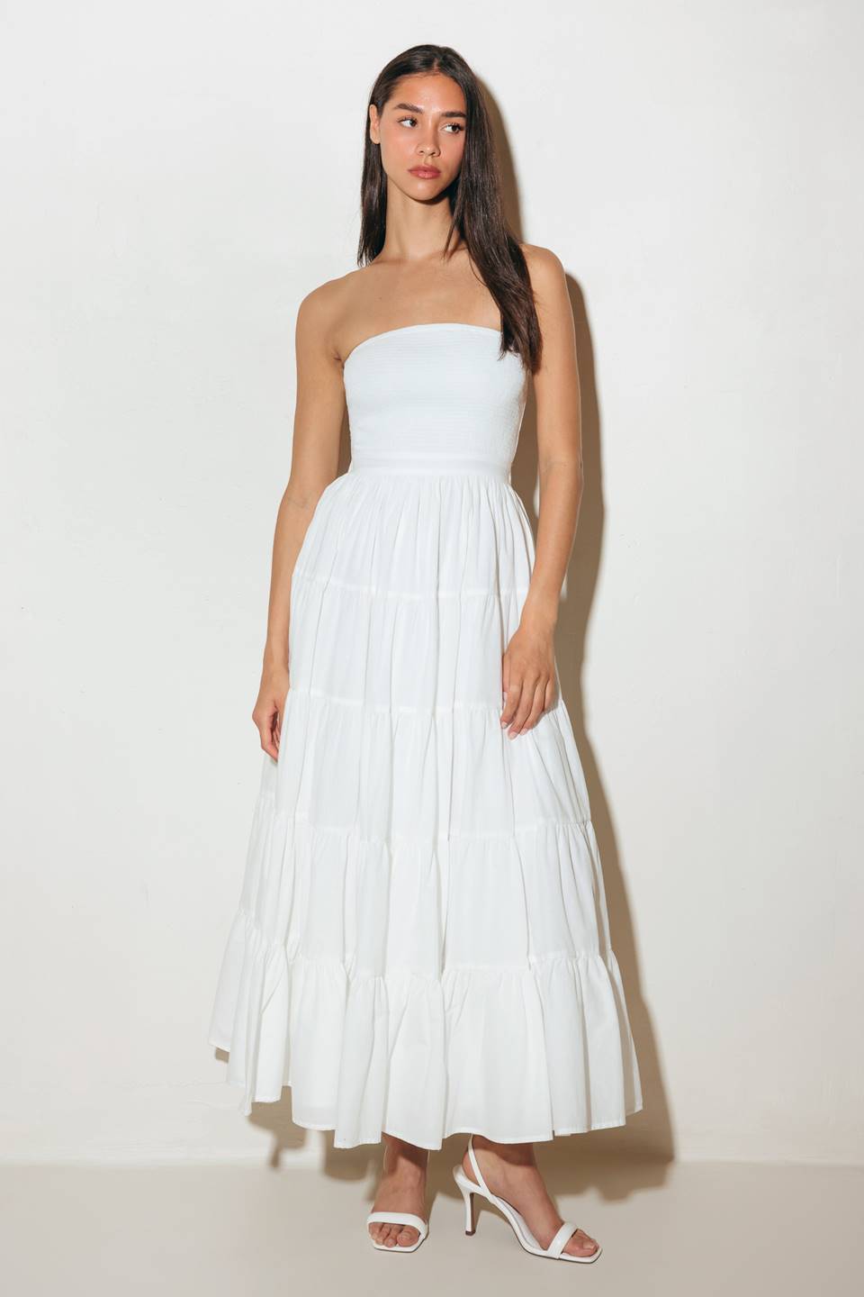 BREEZE OPEN BACK MIDI DRESS - WHITE