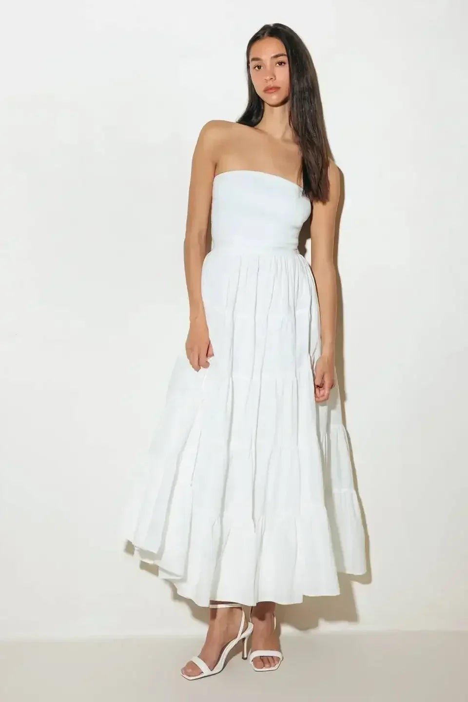 BREEZE OPEN BACK MIDI DRESS - WHITE
