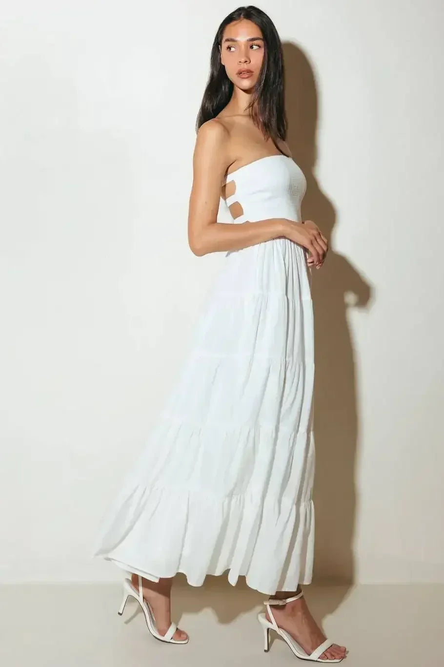 BREEZE OPEN BACK MIDI DRESS - WHITE
