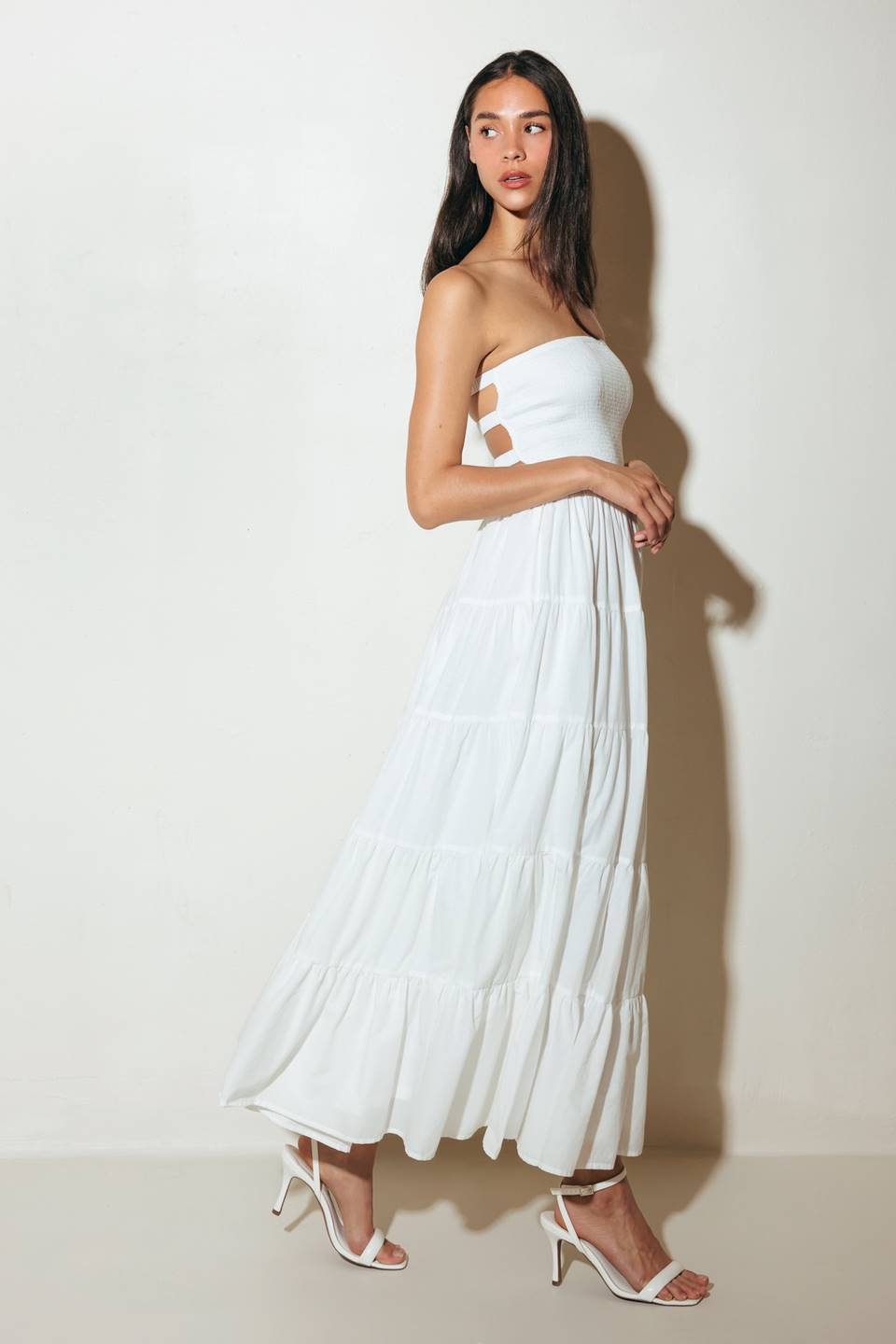 BREEZE OPEN BACK MIDI DRESS - WHITE