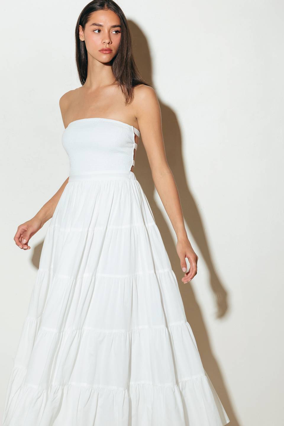BREEZE OPEN BACK MIDI DRESS - WHITE