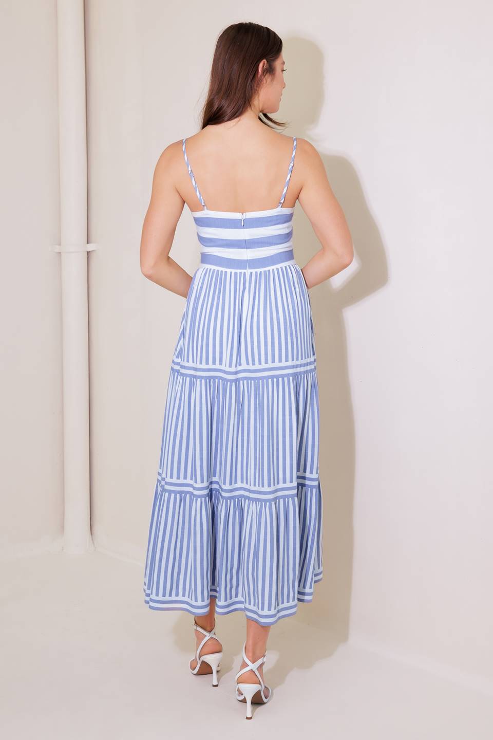 ANYTHING IS POSSIBLE MIDI DRESS - BLUE & WHITE