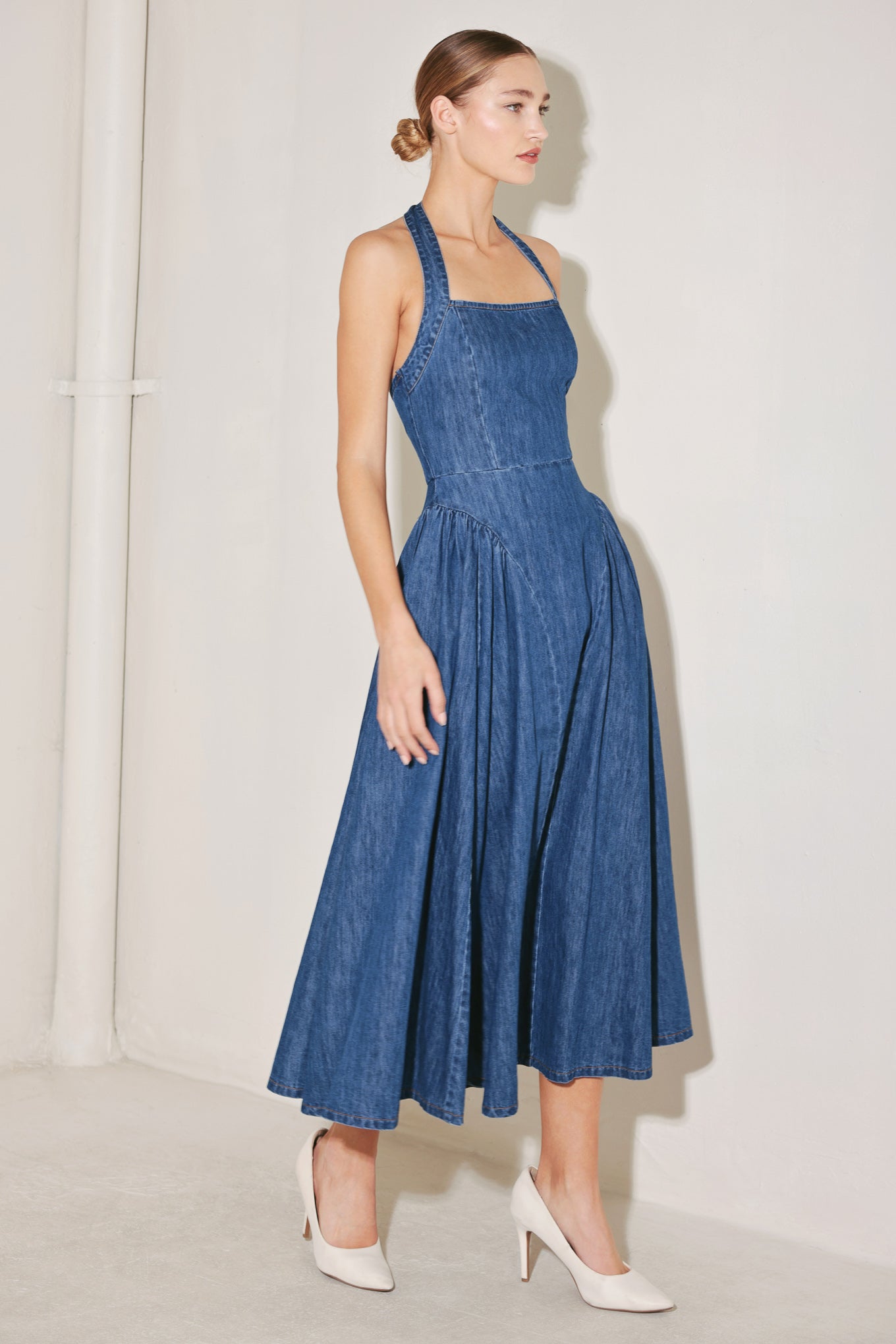AMERICAN SUMMER DENIM MIDI DRESS