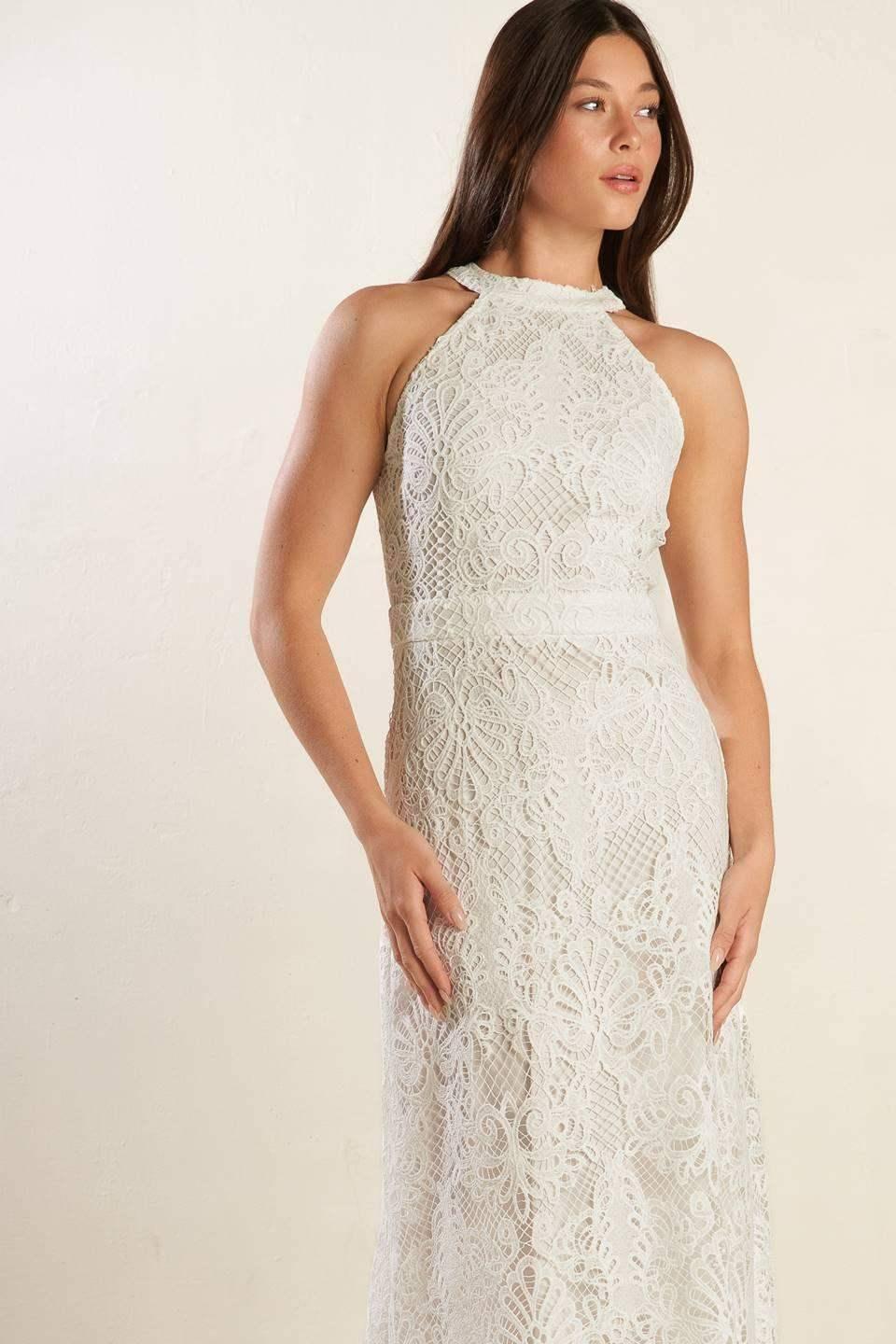 CATCHING DREAMS WOVEN LACE MIDI DRESS - FINAL SALE