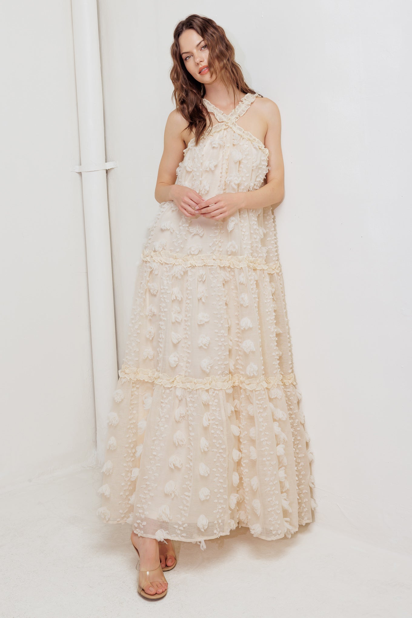 CLOUD NINE CROSS FRONT MAXI DRESS