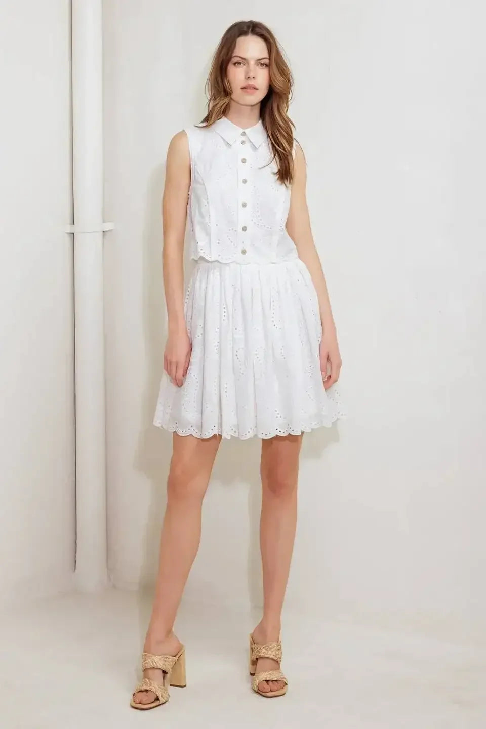 JOVIE WHITE EYELET MINI DRESS