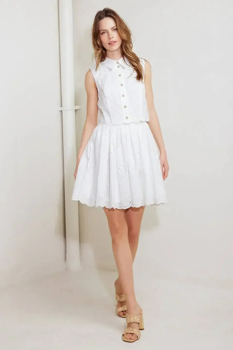 JOVIE WHITE EYELET MINI DRESS