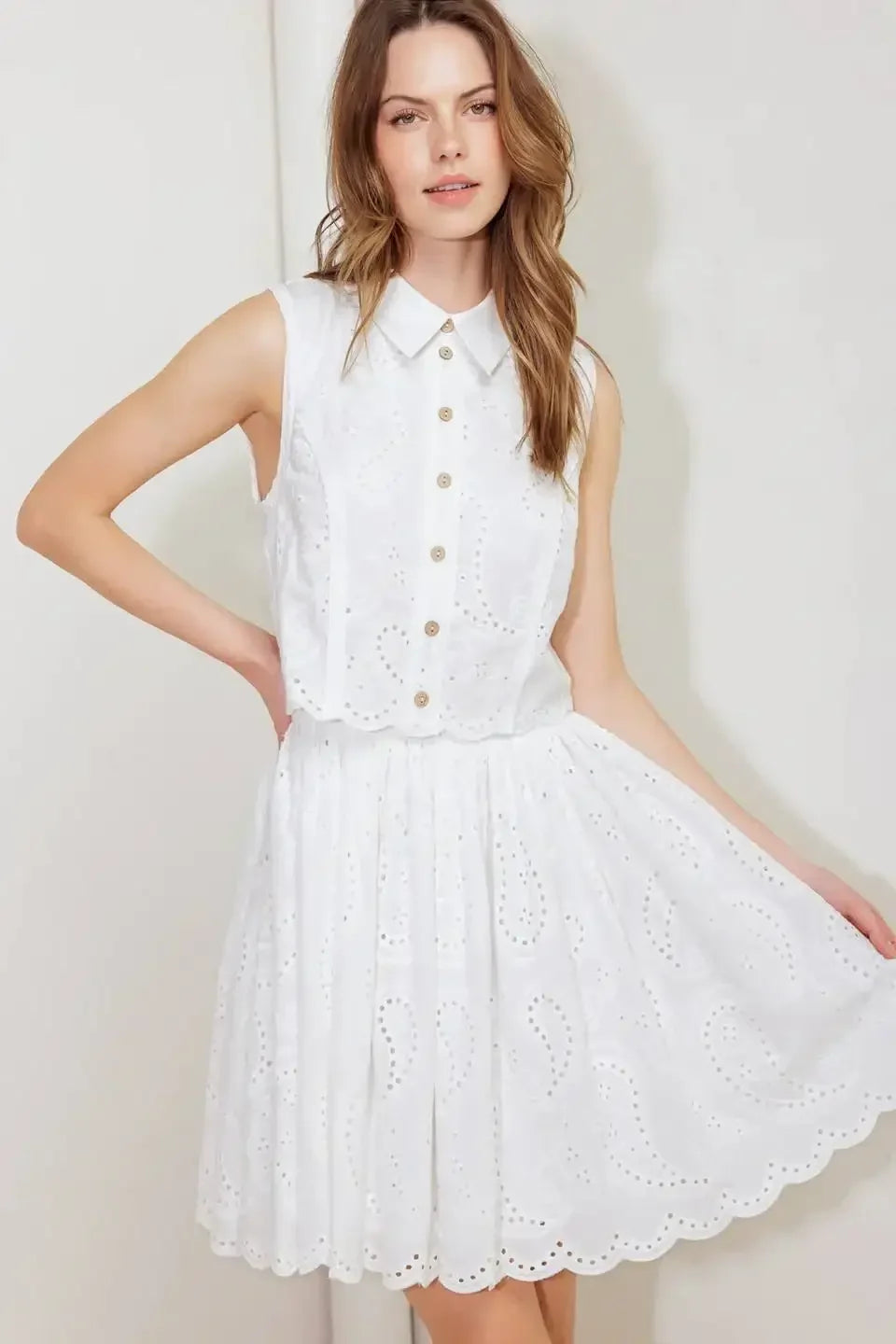 JOVIE WHITE EYELET MINI DRESS
