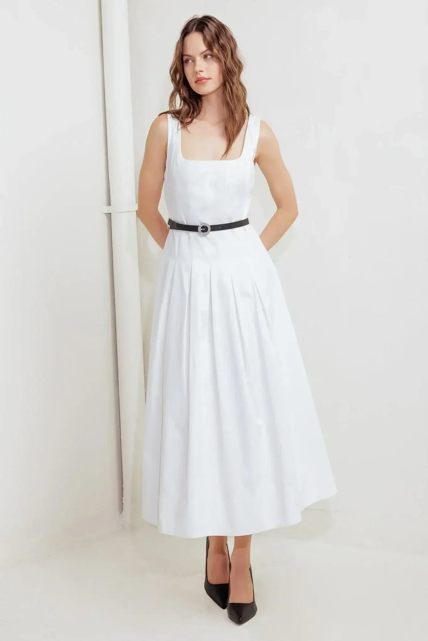 REVERIE WHITE MIDI DRESS