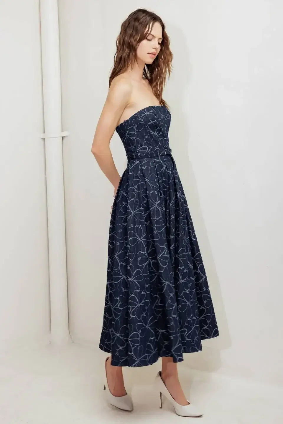 MOONBEAM DENIM MIDI DRESS