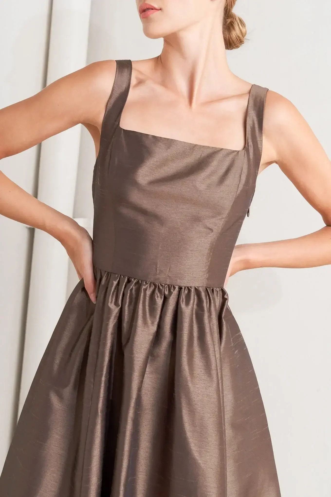 CAFÉ LUSTER BROWN MIDI DRESS